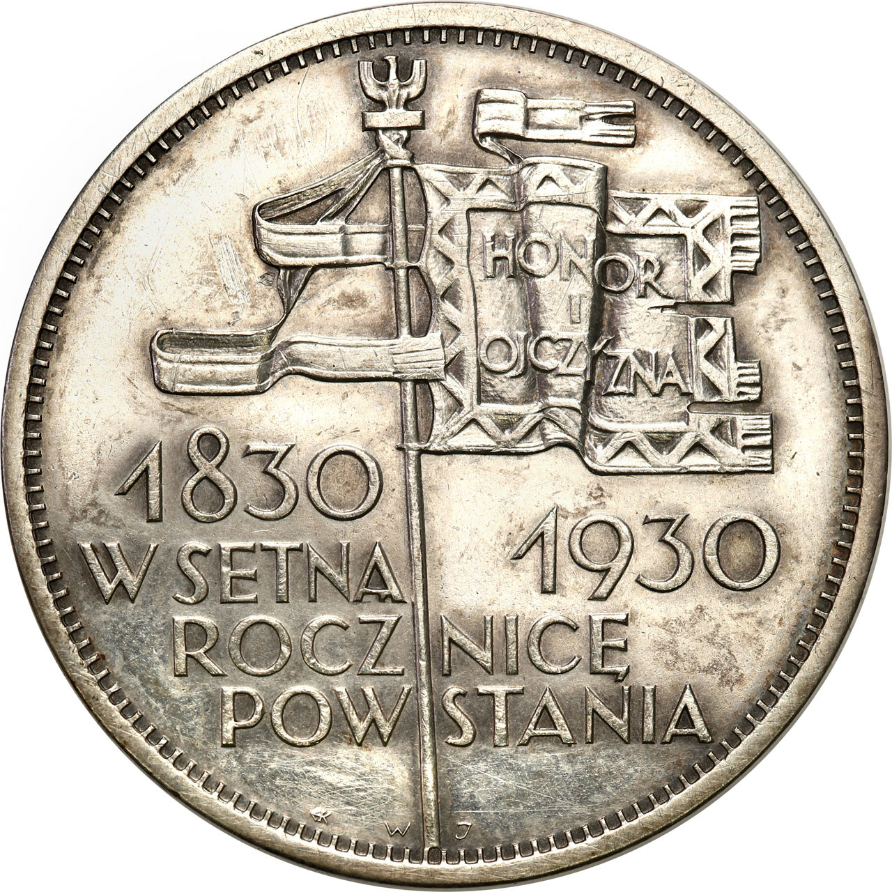 II RP. 5 złotych 1930 Sztandar - STEMPEL GŁĘBOKI